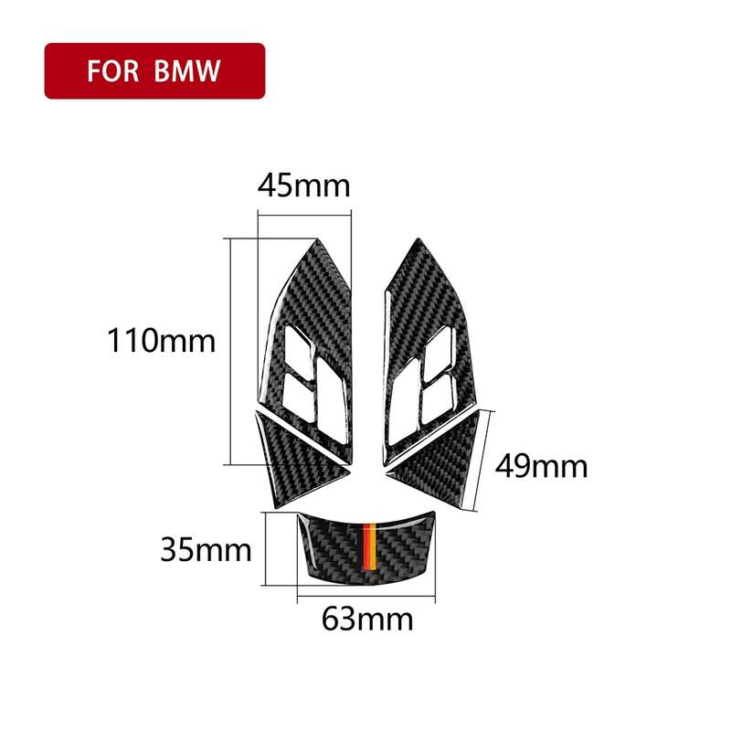 5 in 1 Car Carbon Fiber Germany Color Steering Wheel Button Decorative Sticker for BMW 5 Series E60