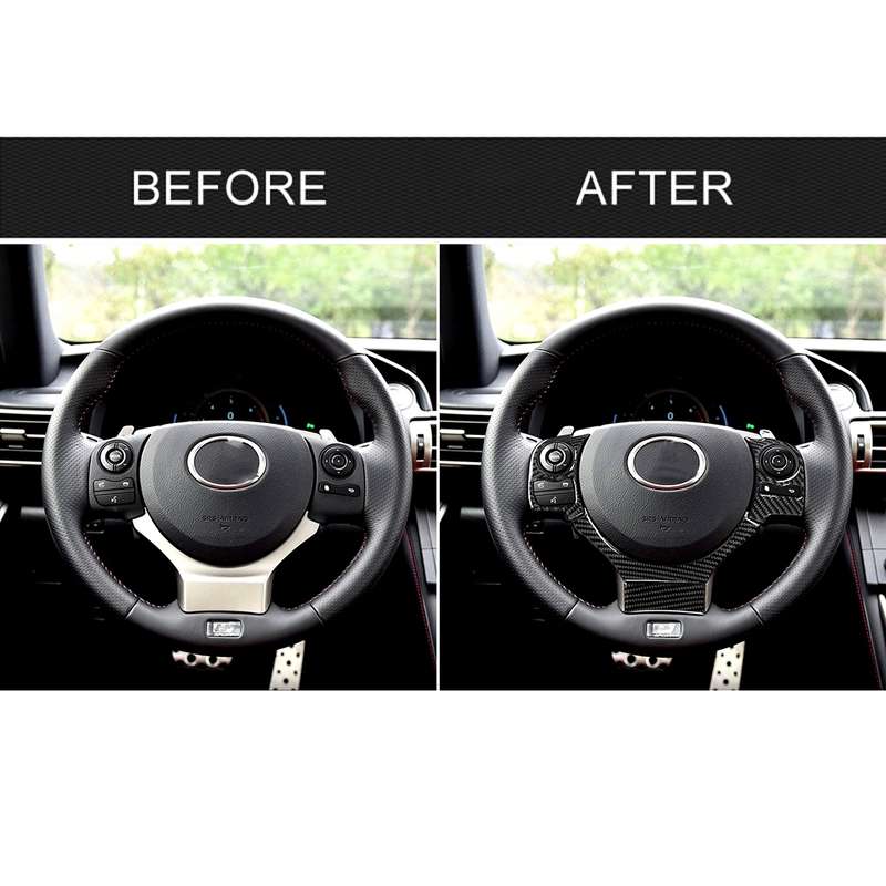 4 in 1 Car Carbon Fiber Steering Wheel Button Decorative Sticker for Lexus IS250 NX200 200t 300h, Le
