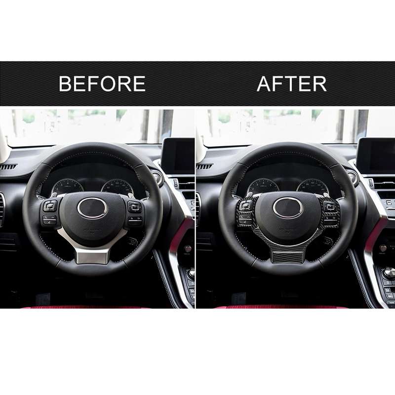 4 in 1 Car Carbon Fiber Steering Wheel Button Decorative Sticker for Lexus IS250 NX200 200t 300h, Le