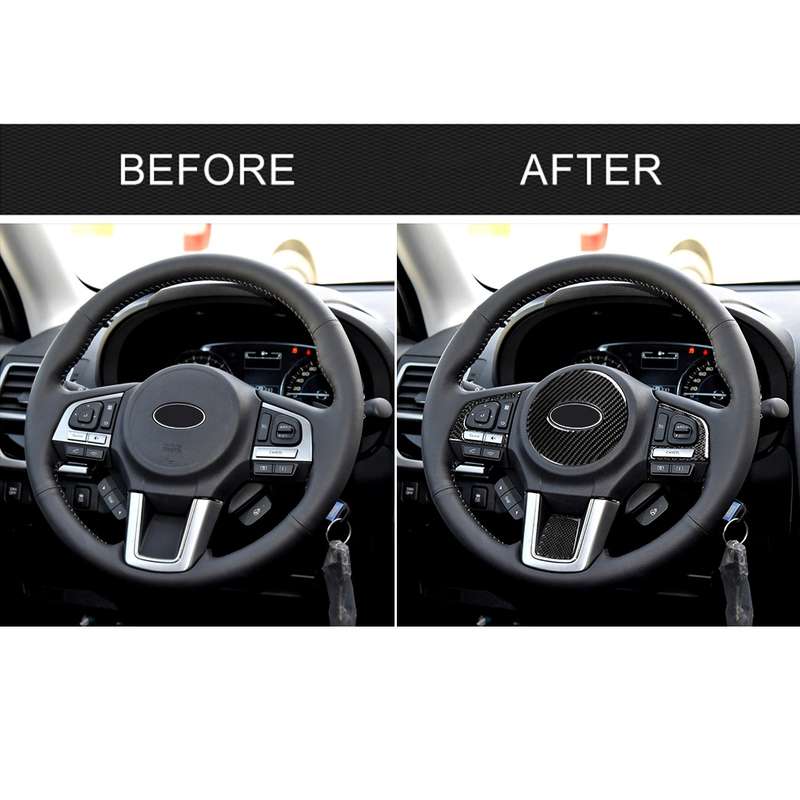 4 in 1 Car Carbon Fiber Solid Color Steering Wheel Button Decorative Sticker for Subaru Forester 201