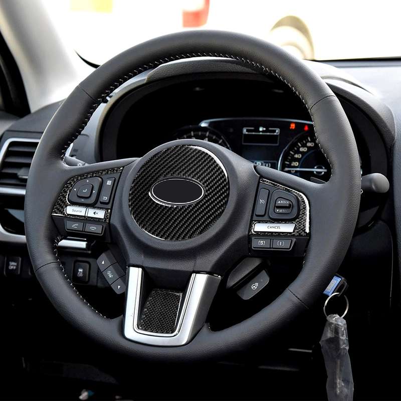 4 in 1 Car Carbon Fiber Solid Color Steering Wheel Button Decorative Sticker for Subaru Forester 201