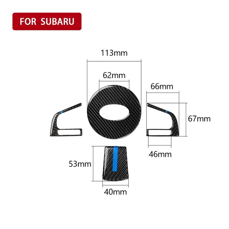 4 in 1 Car Carbon Fiber Blue Steering Wheel Button Decorative Sticker for Subaru Forester 2016-2018,