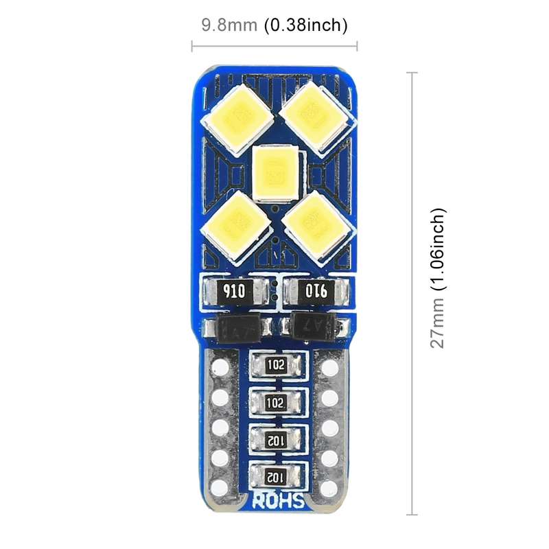 2 PCS T10 / W5W / 168 DC12V 1.8W 6000K 130LM 10LEDs SMD-2835 Car Reading Lamp Clearance Light, with