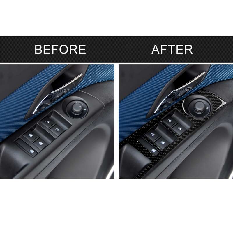 Car Carbon Fiber Window Lift Switch Panel Decorative Sticker for Chevrolet Cruze 2009-2015, Left Dri