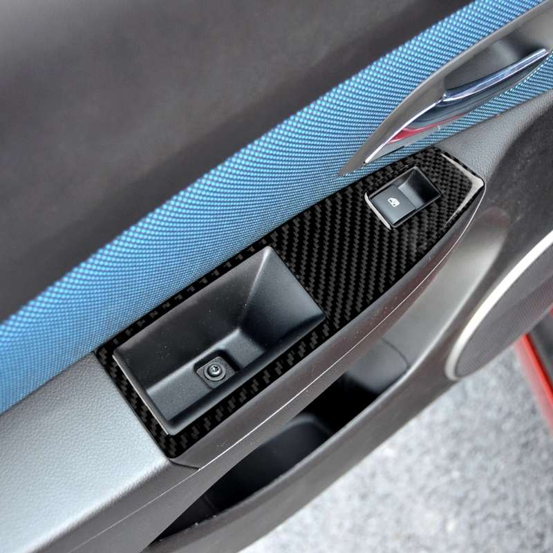 Car Carbon Fiber Window Lift Switch Panel Decorative Sticker for Chevrolet Cruze 2009-2015, Left Dri
