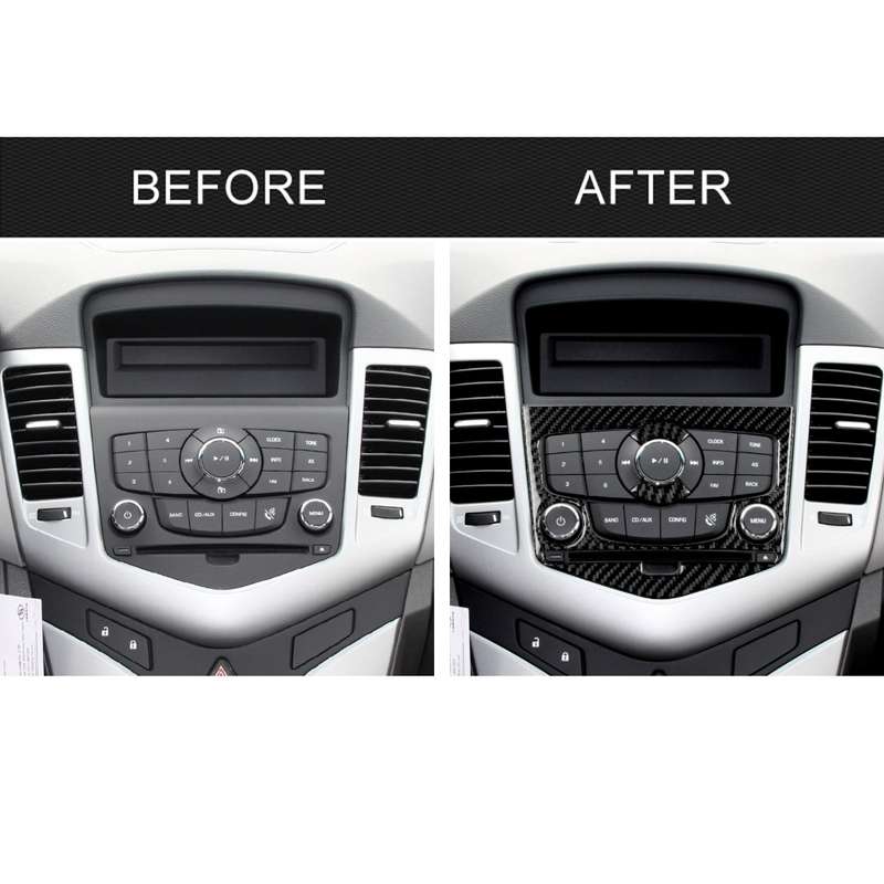 Car Carbon Fiber CD Panel Decorative Sticker for Chevrolet Cruze 2009-2015, Left and Right Drive Uni