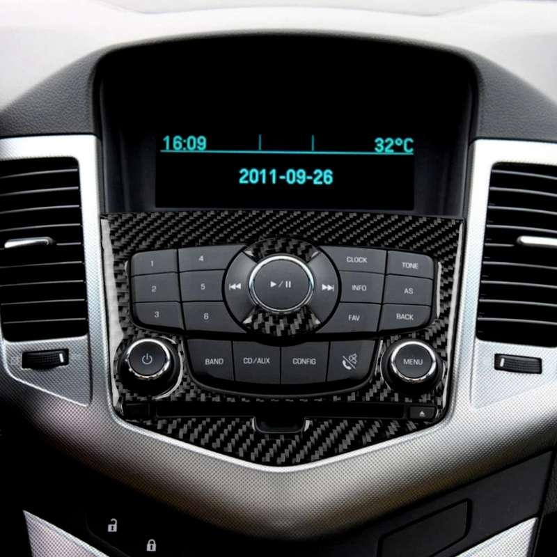 Car Carbon Fiber CD Panel Decorative Sticker for Chevrolet Cruze 2009-2015, Left and Right Drive Uni