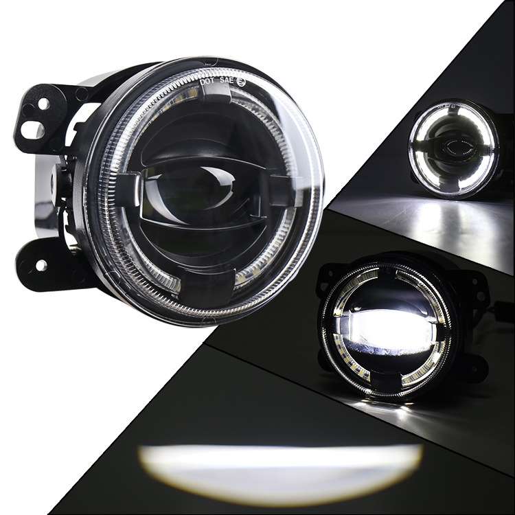 2 PCS 4 inch Car LED Angel Eyes Spotlight Modified Fog Lights for Jeep Wrangler / Dodge / Chrysler P