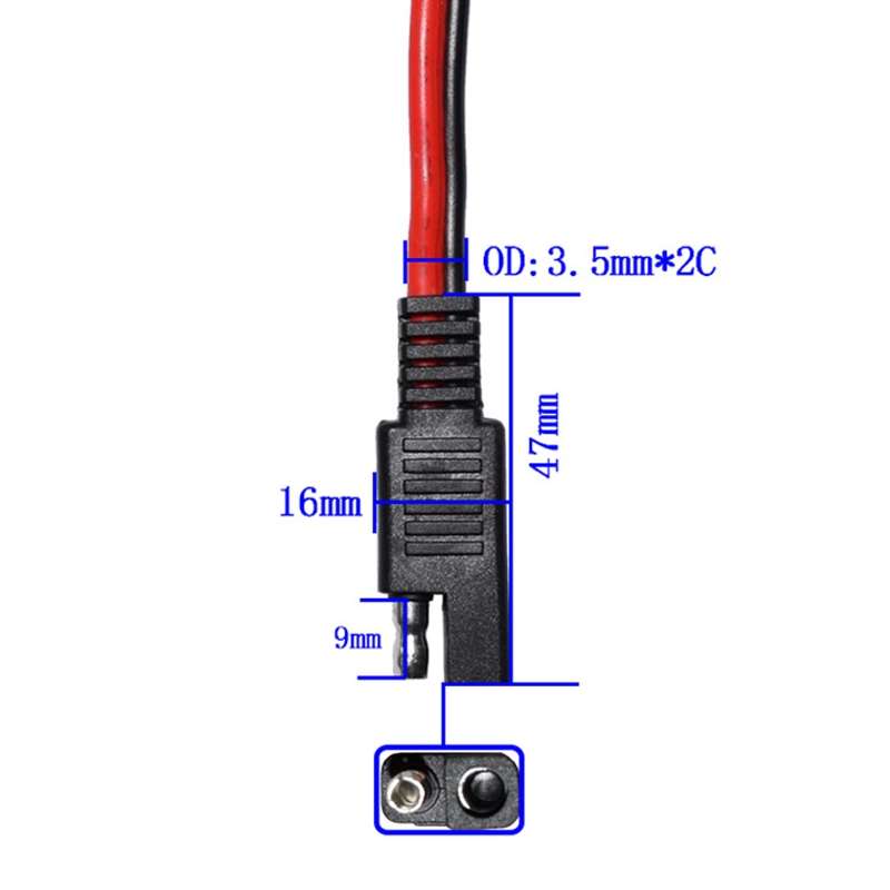 SAE One to Two Connection Cable Car Power Cord