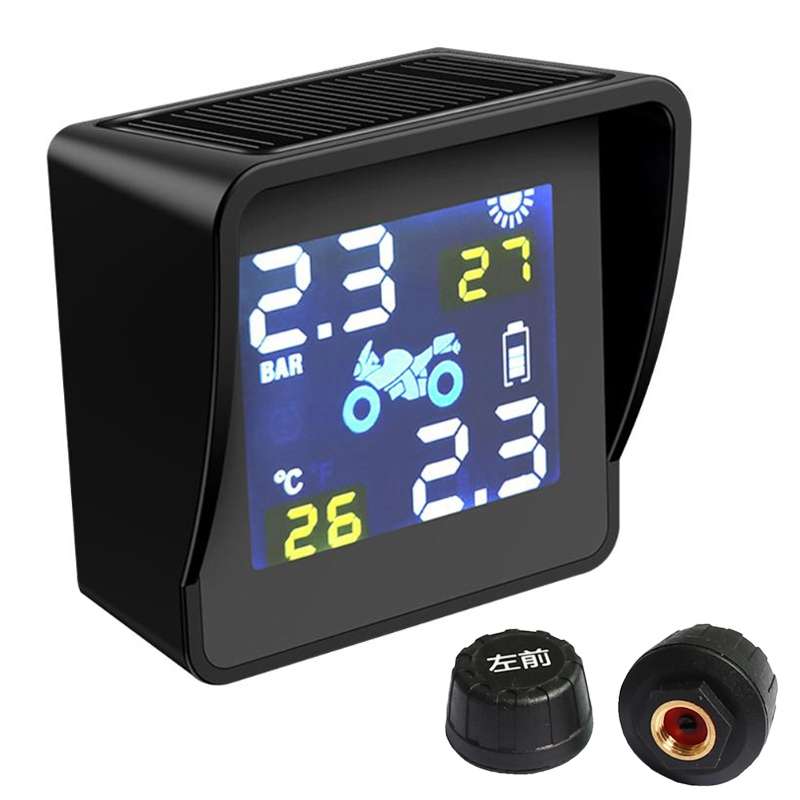 Universal Motorcycle Wireless High Precision Solar Energy TPMS Tire Pressure Alarm System External T