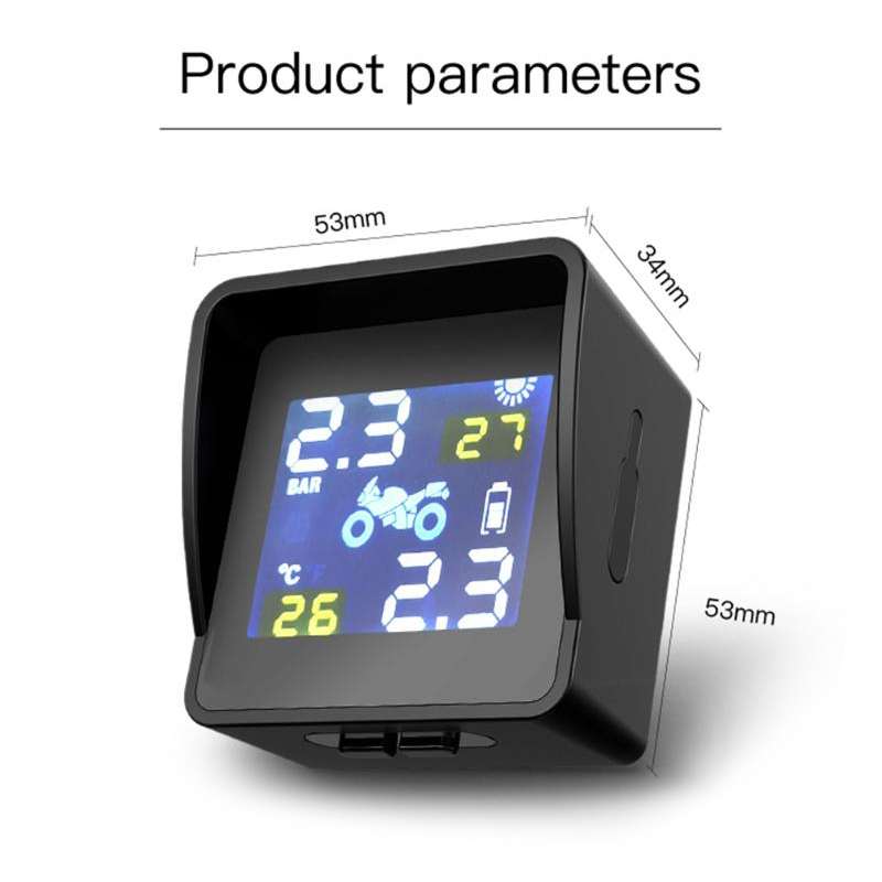 Universal Motorcycle Wireless High Precision Solar Energy TPMS Tire Pressure Alarm System External T