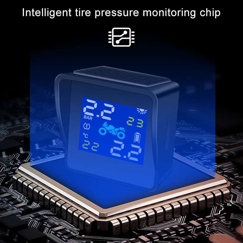 Universal Motorcycle Wireless High Precision Solar Energy TPMS Tire Pressure Alarm System External T