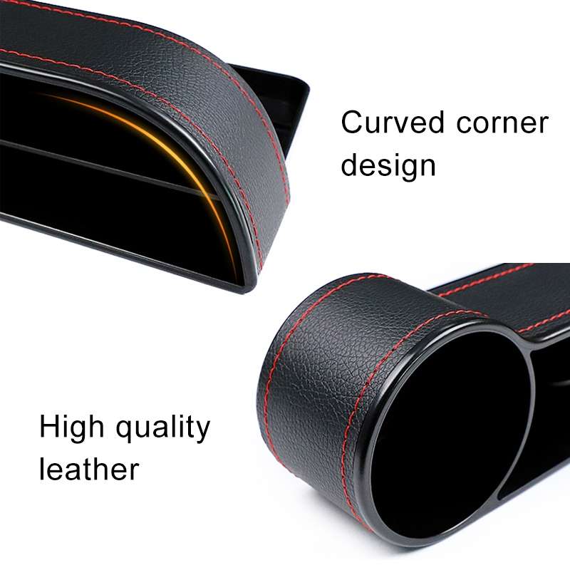2 PCS Car Multi-functional Console Box Cup Holder Seat Gap Side Storage Box (Black)