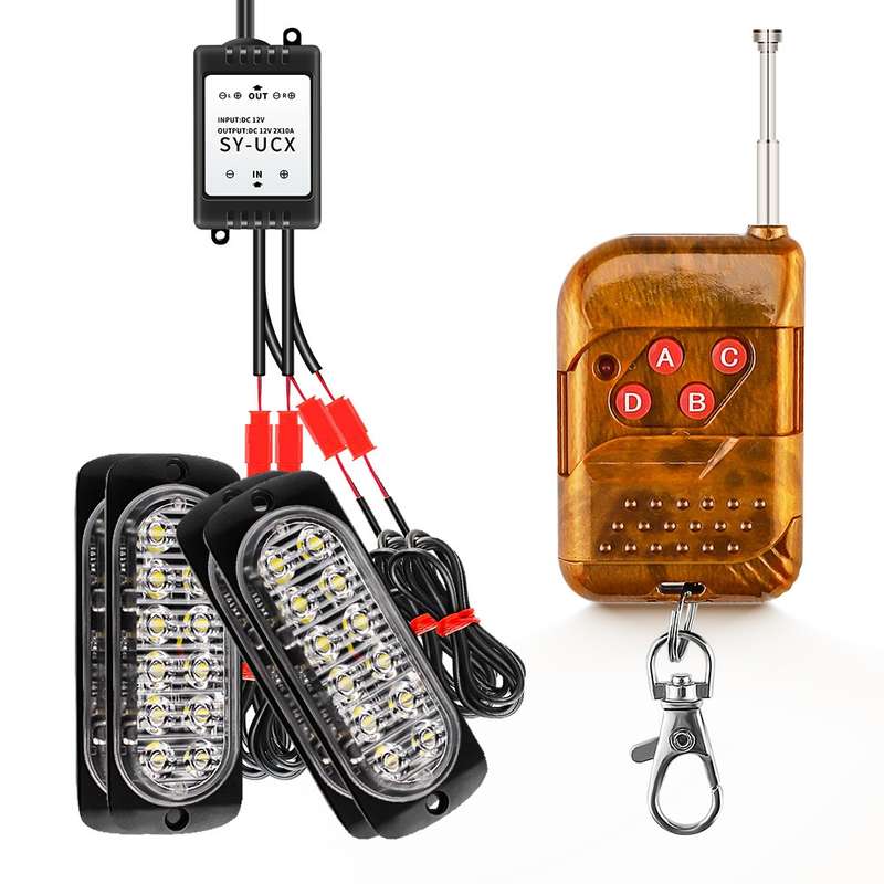 DC12V-24V / 18W 4 in 1 Front Grille Emergency Strobe Flash Warning Light Pickup 12LEDs Side Light Wi