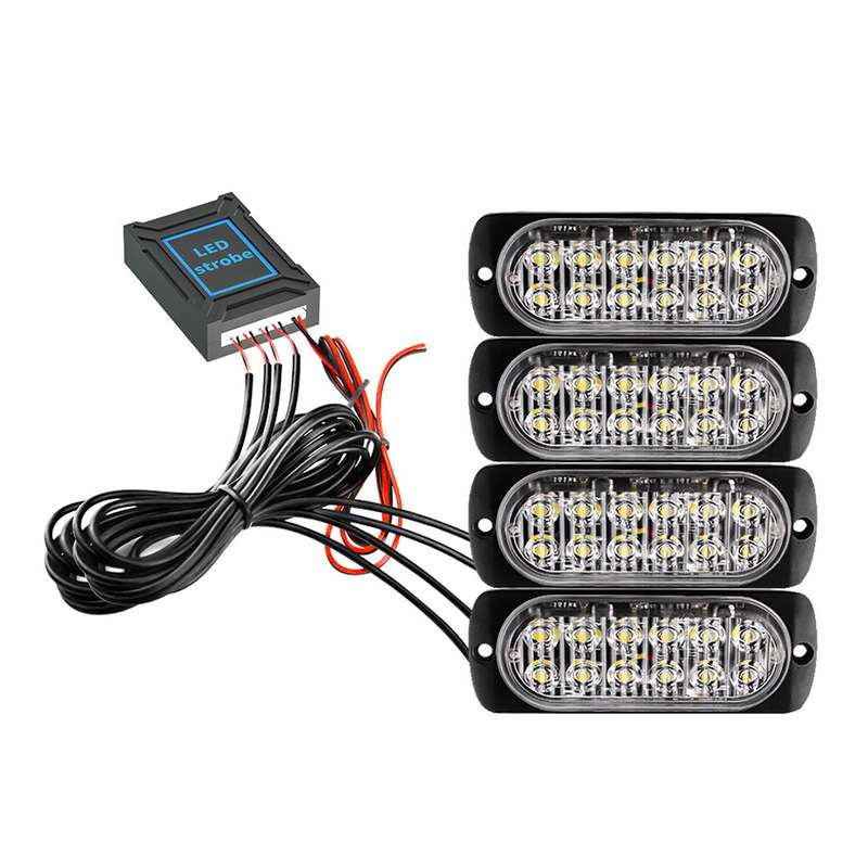 DC12V-24V / 18W 4 in 1 Front Grille Emergency Strobe Flash Warning Light Pickup 12LEDs Side Light Wi