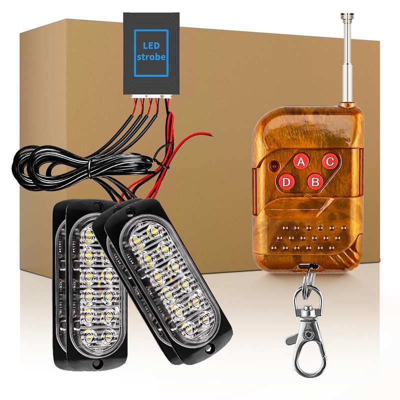 DC12V-24V / 18W 4 in 1 Front Grille Emergency Strobe Flash Warning Light Pickup 12LEDs Side Light Wi