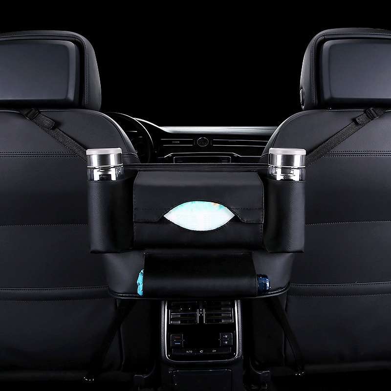 Car Front Seat Hanging Bag Paper Towel / Water Cup Storage Bag(Black)