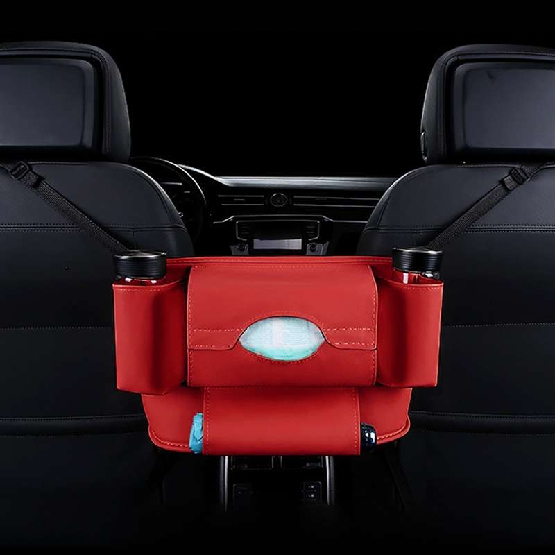 Car Front Seat Hanging Bag Paper Towel / Water Cup Storage Bag(Black)