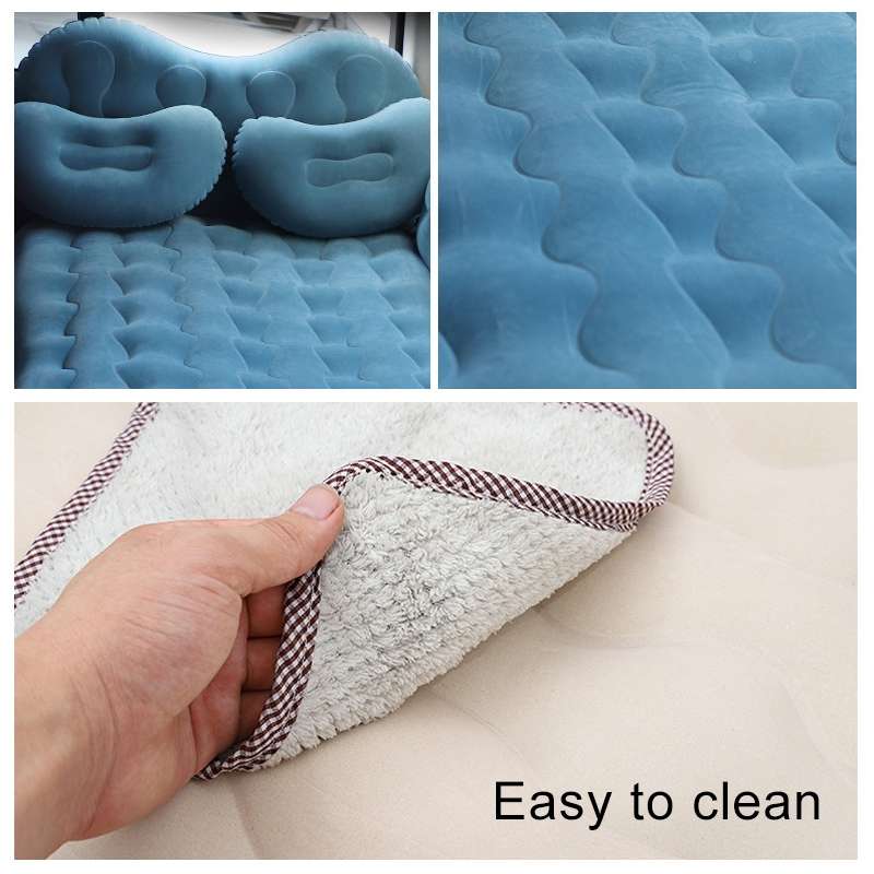 Universal Car Travel Inflatable Mattress Air Bed Camping Back Seat Couch with Head Protector + Wide