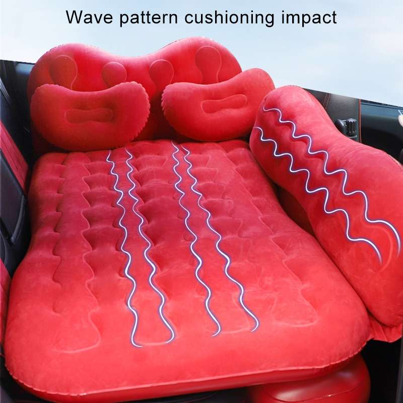 Universal Car Travel Inflatable Mattress Air Bed Camping Back Seat Couch with Head Protector + Wide
