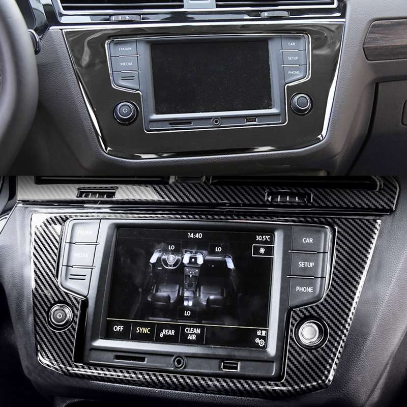 Car Carbon Fiber Navigation Frame Decorative Sticker for Volkswagen Tiguan L, Low Configuration
