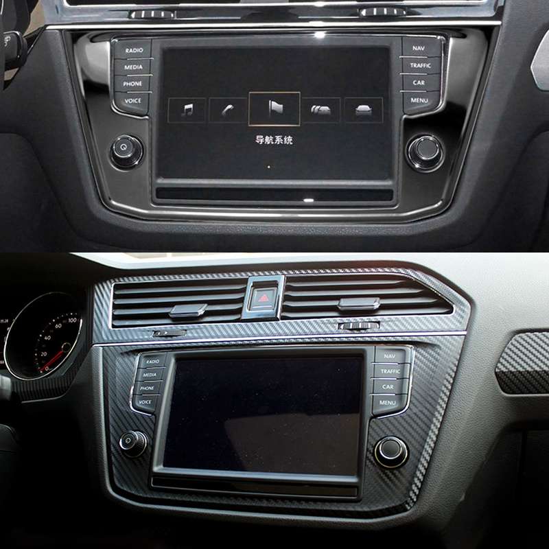 Car Carbon Fiber Navigation Frame Decorative Sticker for Volkswagen Tiguan L, High Configuration