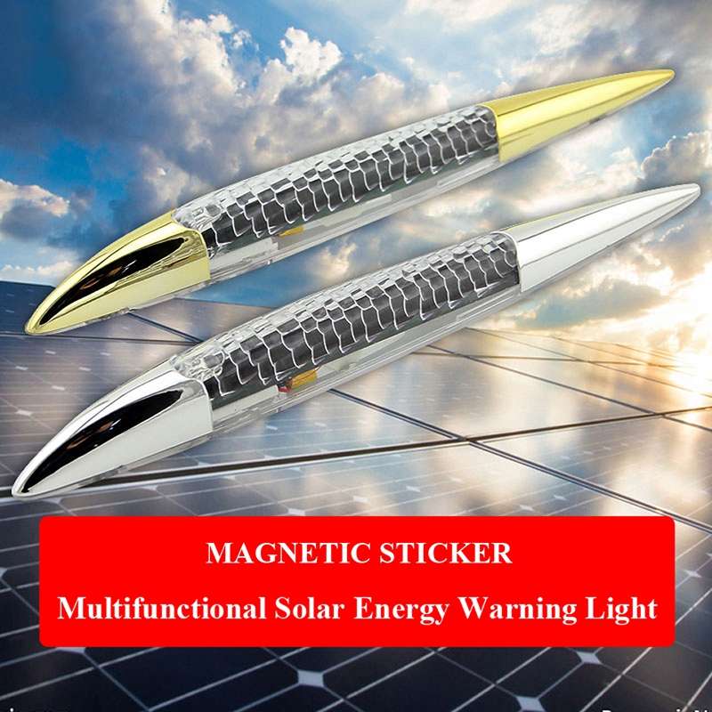 Car Solar Shark Gill Warning Lights Car Door Anti-collision Rear-end Collision LED Dlashing Lamp, Mo