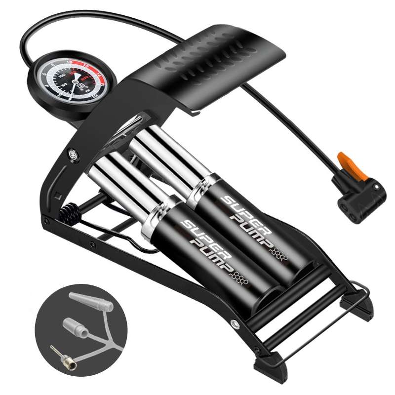 0903E Car / Motorcycle / Bicycle Portable High Pressure Double Pipe Inflatable Cylinder Pedal Air Pu