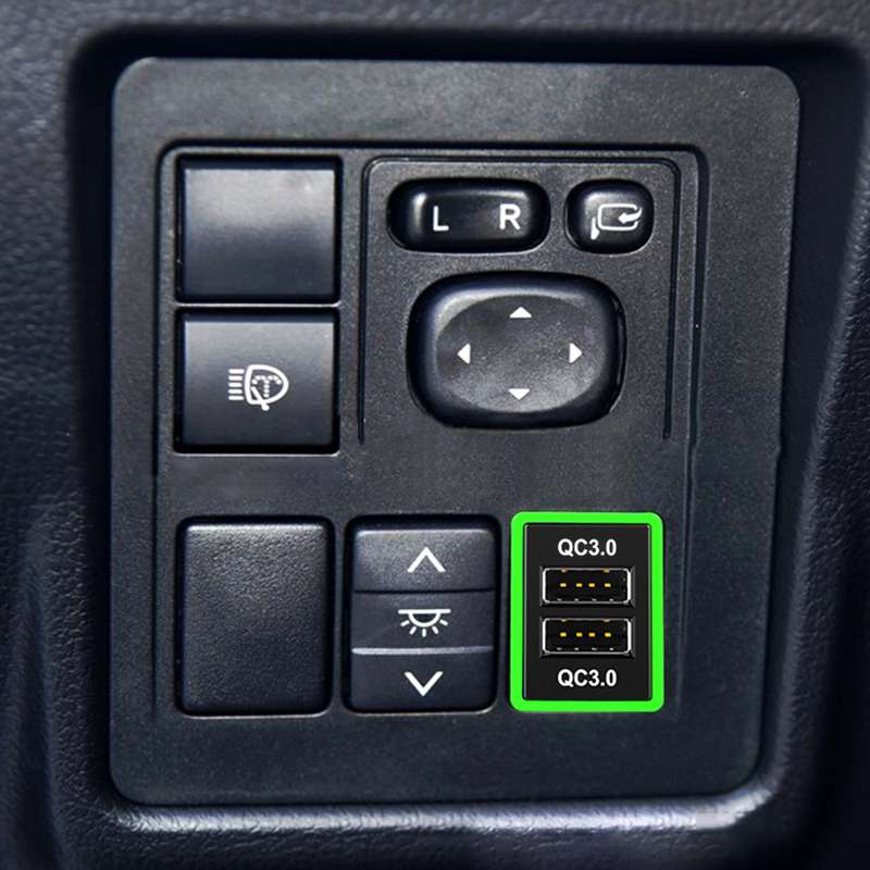 Car QC3.0 Fast Charge USB Interface Modification Charger for Toyota, Fuse to Take Power(Ice Blue Lig