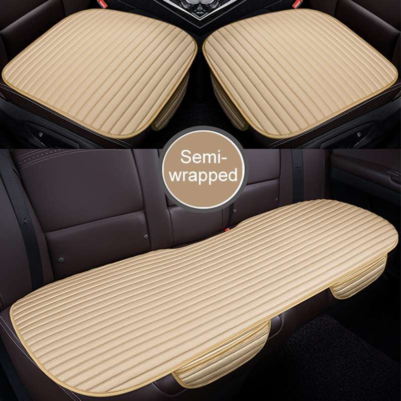 3 in 1 Car Seat Cushion Free Binding Half Inclusive Seat Mat Set (Black)