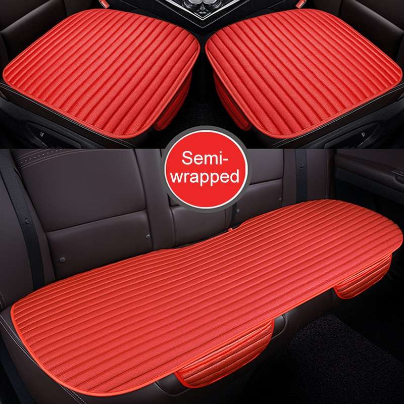 3 in 1 Car Seat Cushion Free Binding Half Inclusive Seat Mat Set (Black)