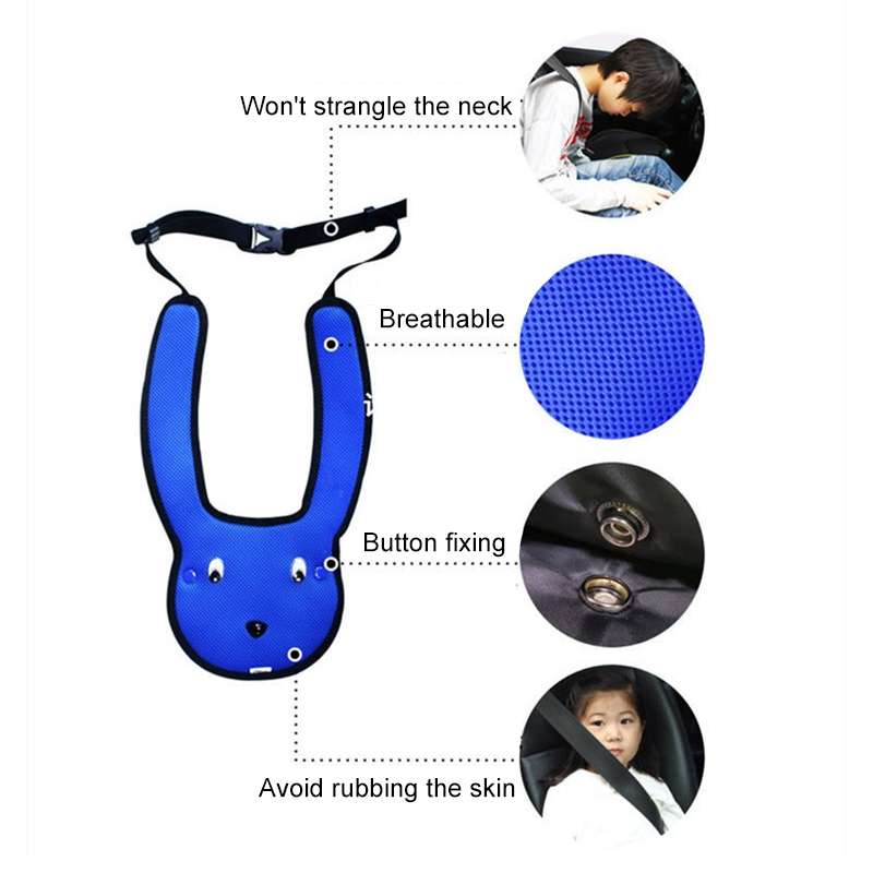 Car Child Rabbit Double Shoulder Seat Belt Adjuster (Blue)