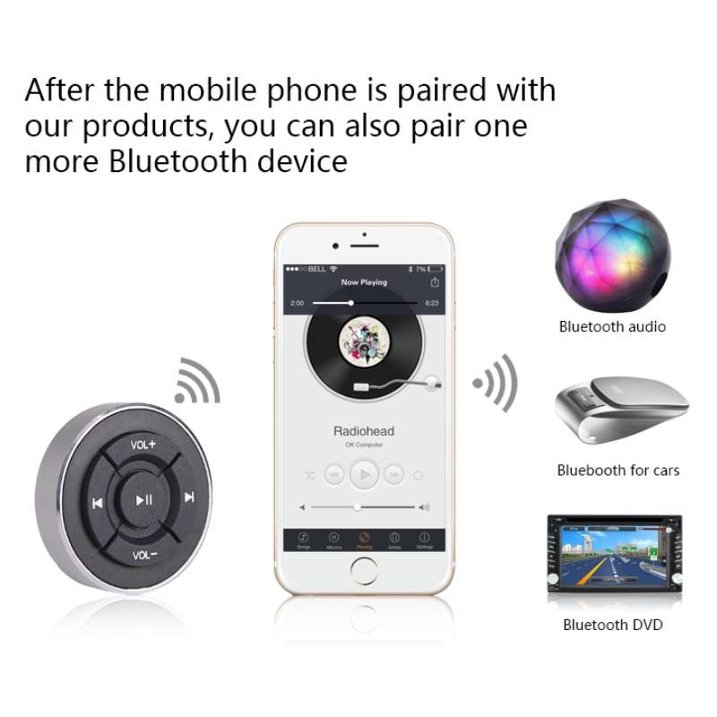 BT005 Car Wireless Bluetooth Controller Mobile Phone Multimedia Multi-functional Steering Wheel Remo