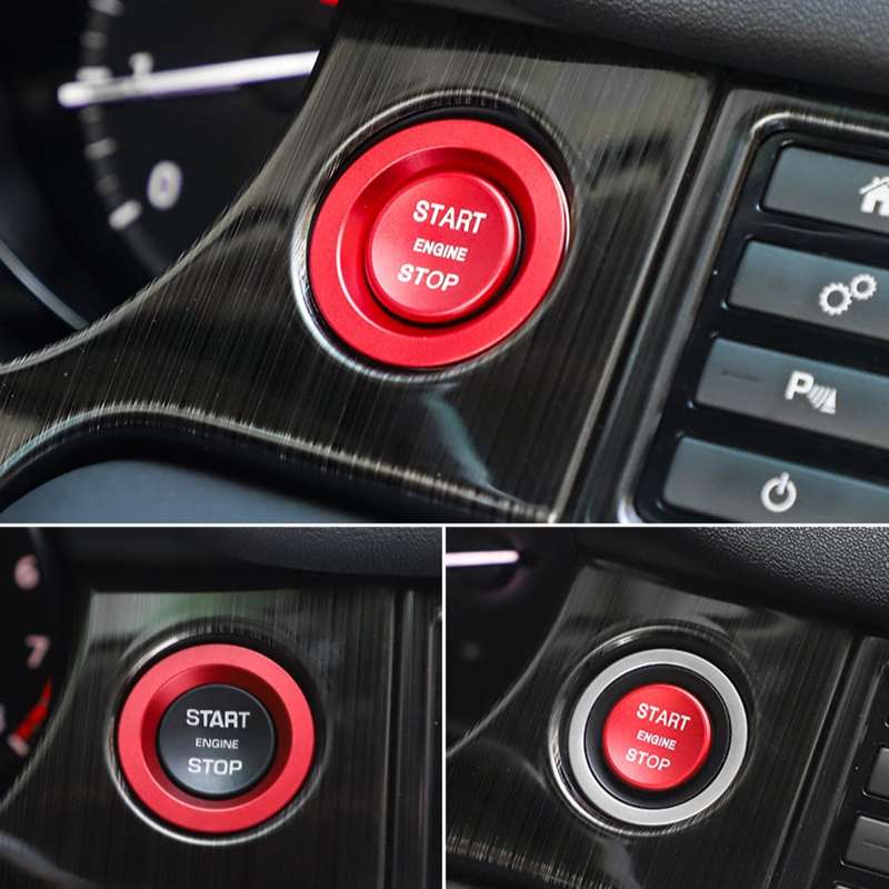 Car Engine Start Key Push Button Ring Trim Metal Sticker Decoration for Land Rover/Jaguar (Silver)