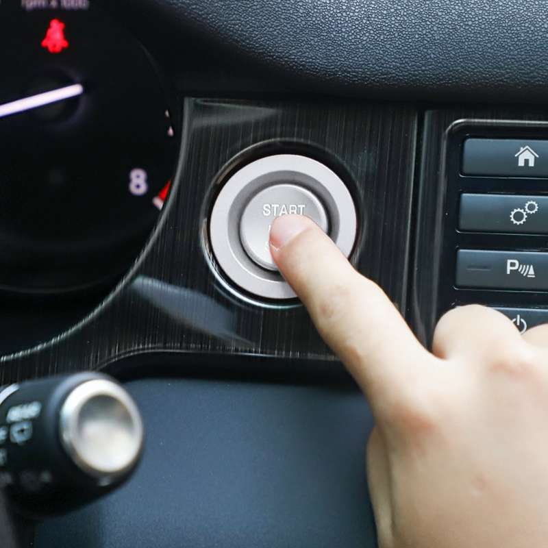 Car Engine Start Key Push Button Ring Trim Metal Sticker Decoration for Land Rover/Jaguar (Silver)