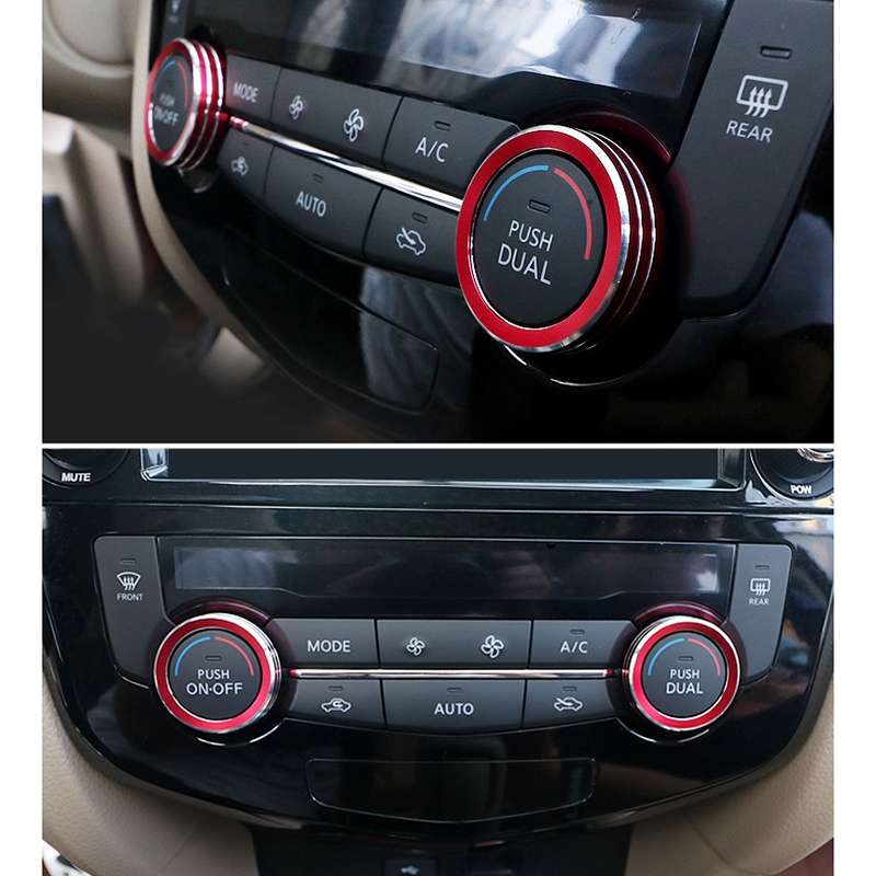 2 PCS Car Metal Air Conditioner Knob Case for Nissan X-TRAIL (Blue)