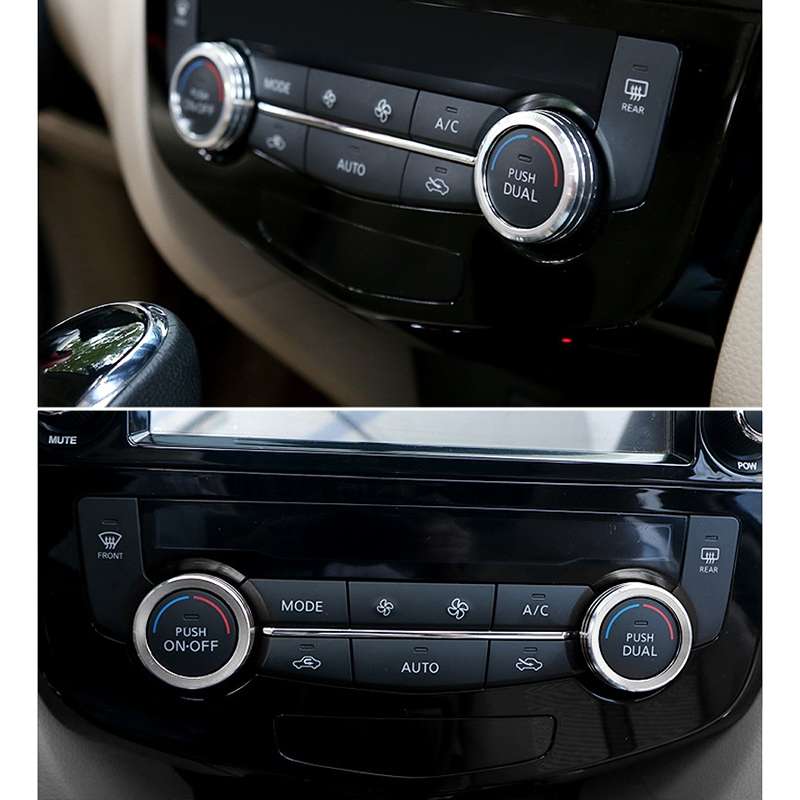 2 PCS Car Metal Air Conditioner Knob Case for Nissan X-TRAIL (Blue)