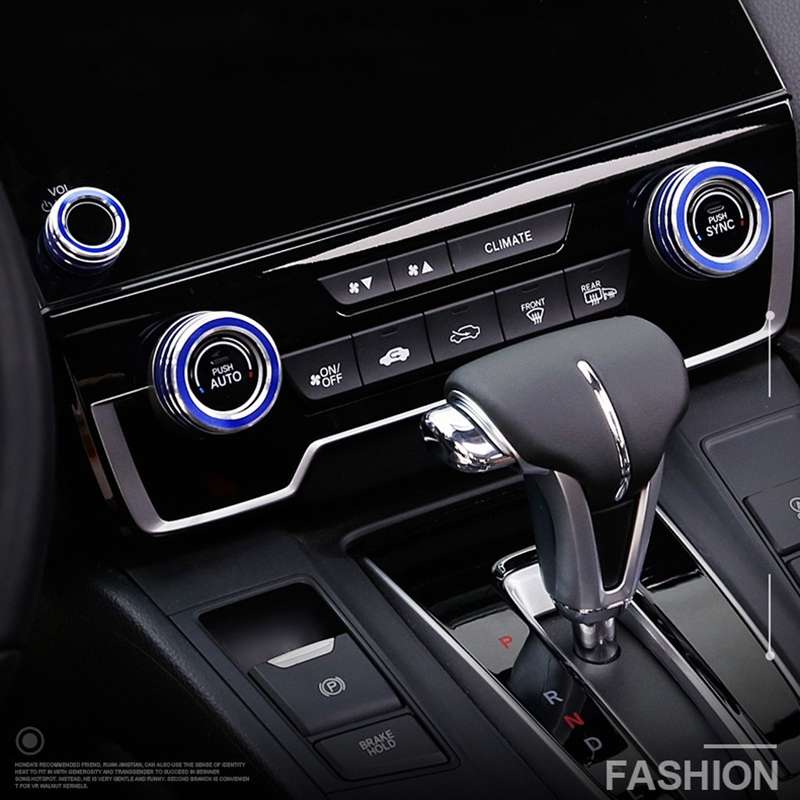 3 PCS Car Metal Air Conditioner Knob Case for Honda CR-V 2017(Blue)
