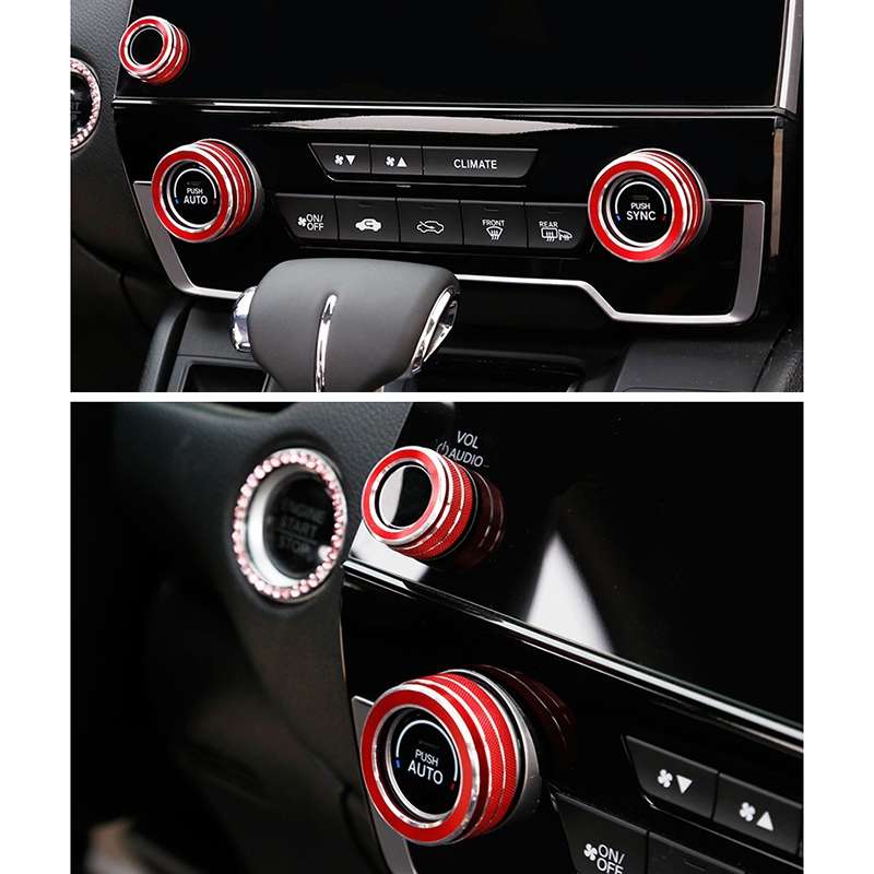 3 PCS Car Metal Air Conditioner Knob Case for Honda CR-V 2017(Blue)
