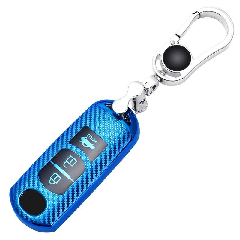 For Mazda Smart 3-button Car TPU Key Protective Cover Key Case with Key Ring (Silver)