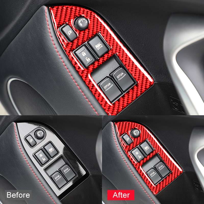 Car Carbon Fiber Window Glass Lifting Panel Decorative Sticker for Subaru BRZ / Toyota 86 2013-2017,