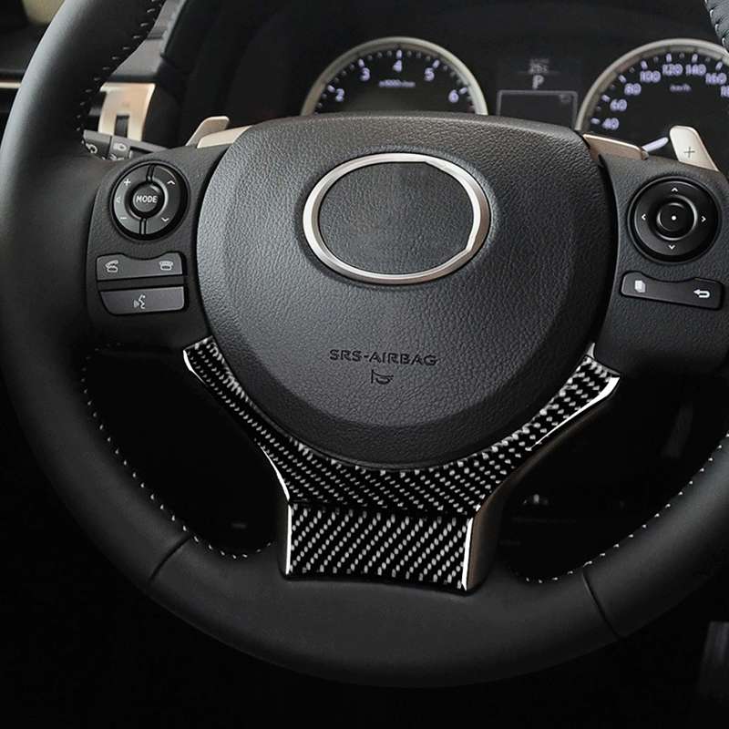 Car Carbon Fiber Steering Wheel Decorative Sticker for Lexus IS250 2013-, Left Drive