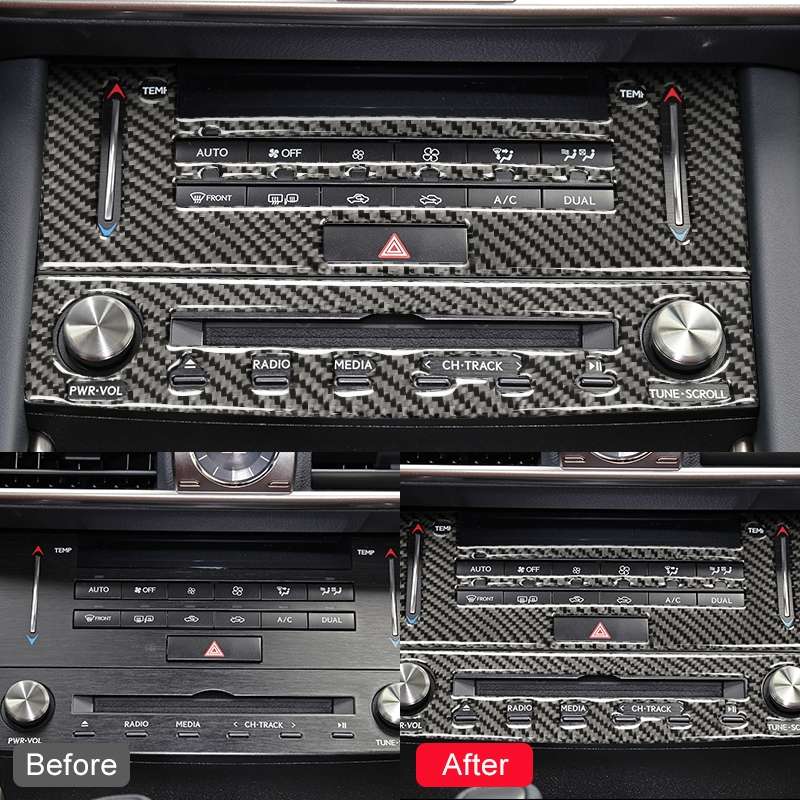 Car Carbon Fiber Air Conditioning CD Panel Decorative Sticker for Lexus IS250 2013-, Left Drive