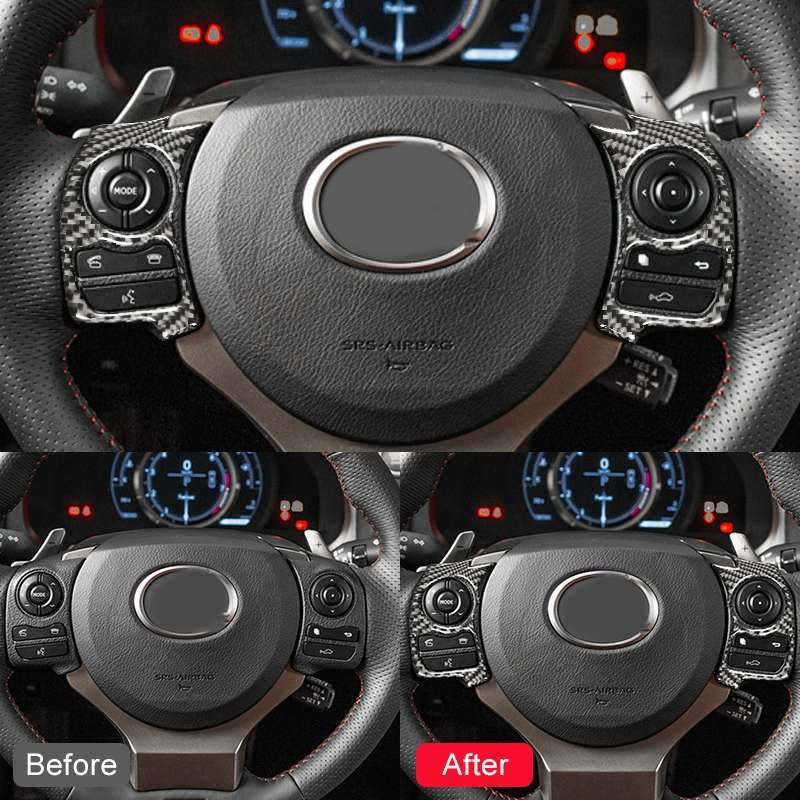 Car Carbon Fiber Steering Wheel Button Decorative Sticker for Lexus IS250 NX200 200t 300h 13-, Left
