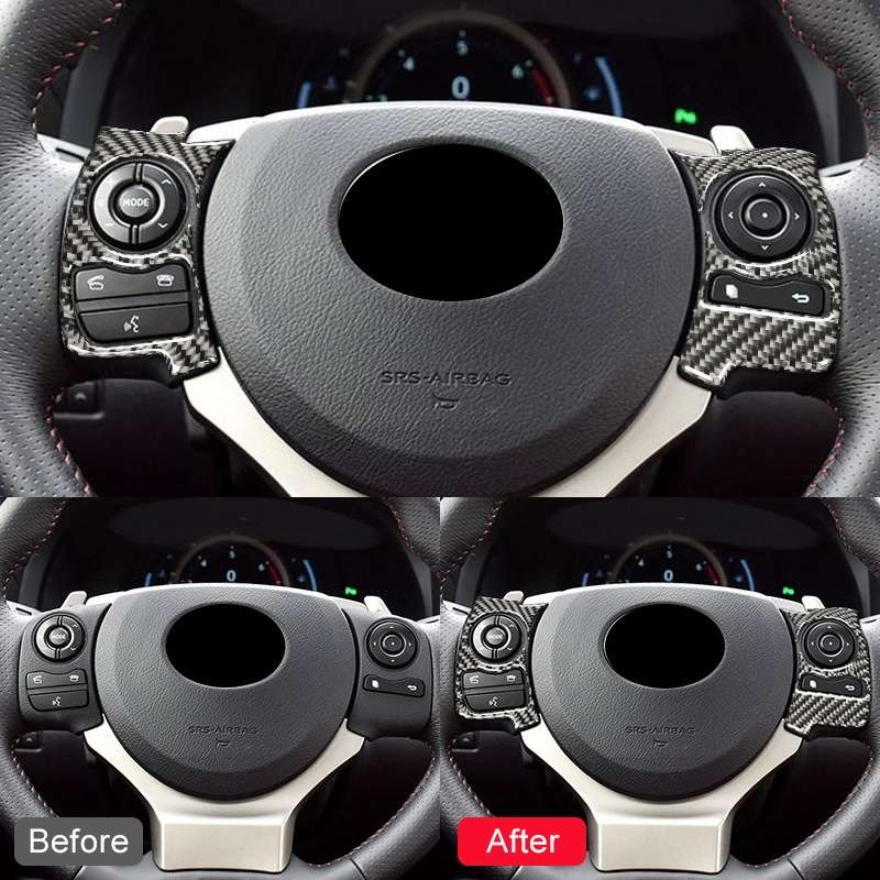 Car Carbon Fiber Steering Wheel Button Decorative Sticker for Lexus IS250 NX200 200t 300h 13-, Left