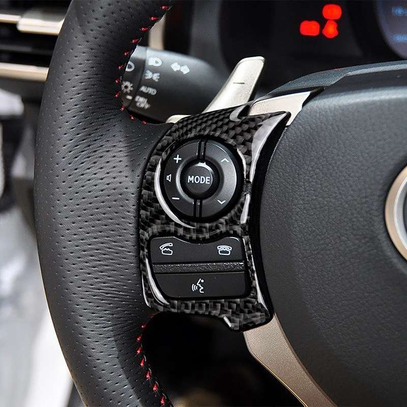 Car Carbon Fiber Steering Wheel Button Decorative Sticker for Lexus IS250 NX200 200t 300h 13-, Left
