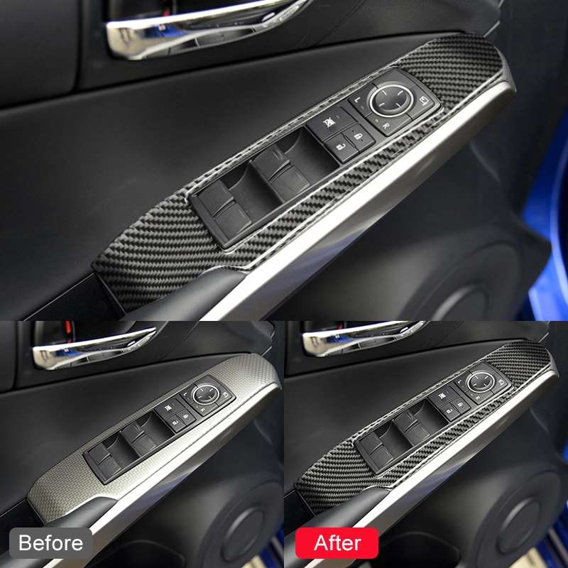 Car Carbon Fiber Window Glass Lifting Panel Button Decorative Sticker for Lexus IS250 2013-, Left Dr