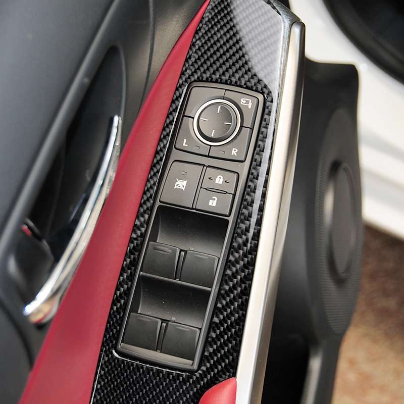 Car Carbon Fiber Window Glass Lifting Panel Button Decorative Sticker for Lexus IS250 2013-, Left Dr