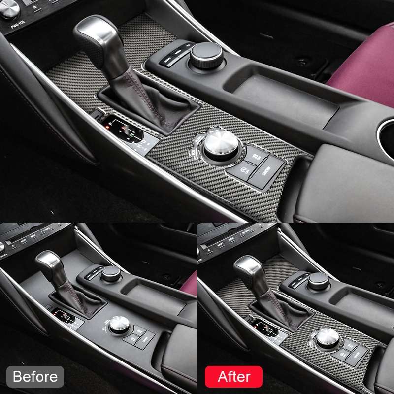 Car Carbon Fiber Gear Position Panel Decorative Sticker for Lexus IS250 2013-, Left Drive B Style