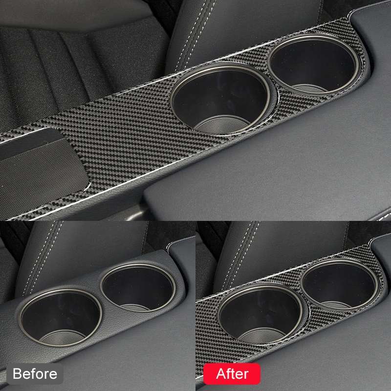 Car Carbon Fiber Water Cup Holder Panel Decorative Sticker for Lexus IS250 2013-, Left Drive